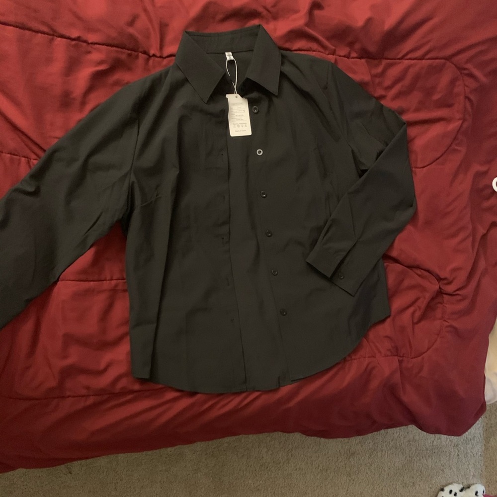 Black button down top